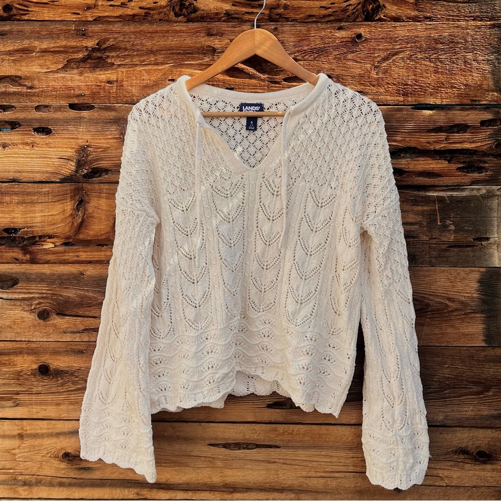 LANDS’ END | Cream Knit Sweater S